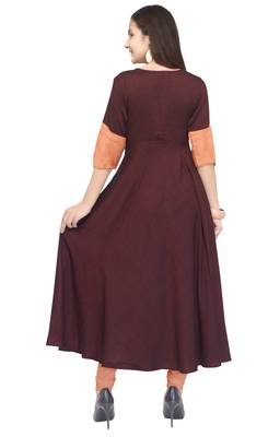 Maroon embroidered rayon long kurti 3