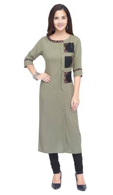 Grey printed cotton long kurti 1