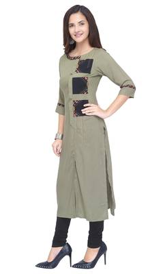 Grey printed cotton long kurti 2