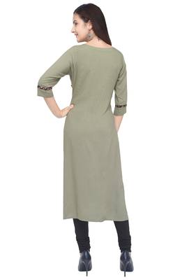 Grey printed cotton long kurti 3
