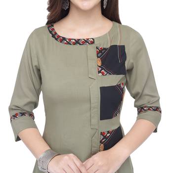 Grey printed cotton long kurti 4