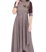 Wine plain rayon long kurti