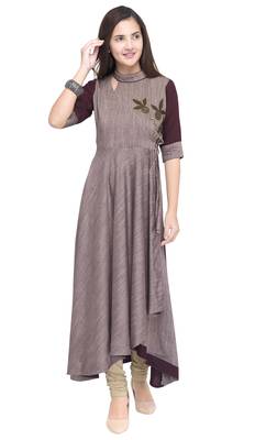 Wine plain rayon long kurti 2