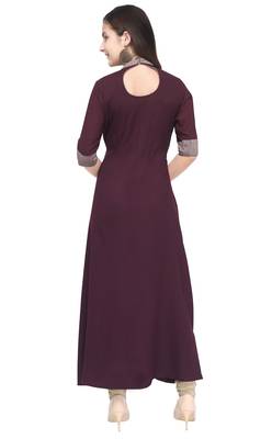 Wine plain rayon long kurti 4