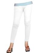 White Cotton Ankle Length Leggings for Women's and Girl's (Free Size)