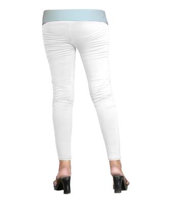 White Cotton Ankle Length Leggings for Women's and Girl's (Free Size) 3