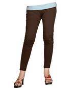 Brown Cotton Ankle Length Leggings for Women's and Girl's (Free Size)