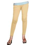 Beige Cotton Ankle Length Leggings for Women's and Girl's (Free Size)