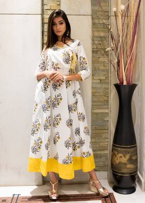 White Printed Cotton Kurtis 1