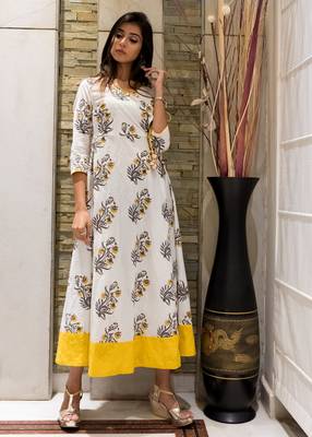 White Printed Cotton Kurtis 3