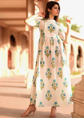 White Printed Cotton Kurtis 2