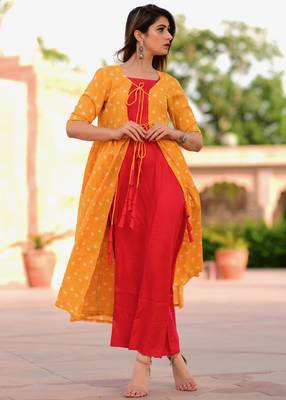 Red Printed Cotton Kurtis 3