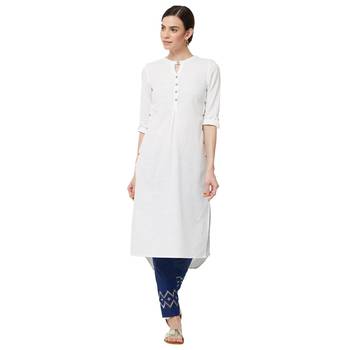 White plain cotton kurti 1