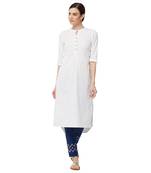 White plain cotton kurti