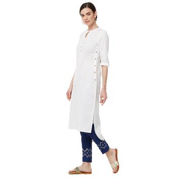 White plain cotton kurti 2