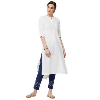 White plain cotton kurti 4