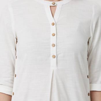 White plain cotton kurti 5