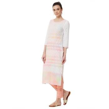 White embroidered rayon kurti 2