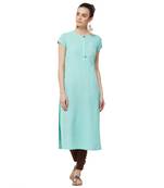 Green plain cotton kurti