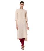 Beige plain cotton kurti