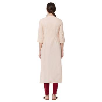 Beige plain cotton kurti 3