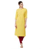 Yellow plain cotton kurti