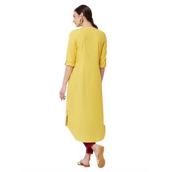 Yellow plain cotton kurti 3