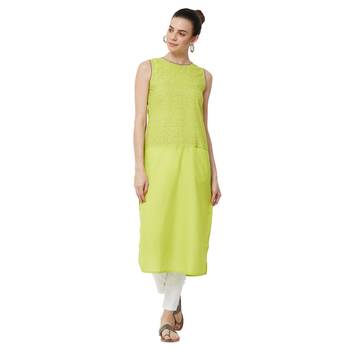 Green printed polyester kurti 1