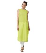 Green printed polyester kurti