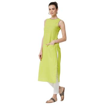 Green printed polyester kurti 2