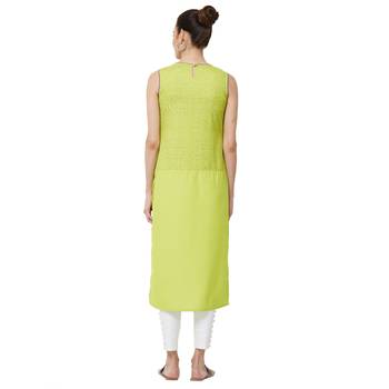 Green printed polyester kurti 3