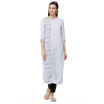 Grey printed polyester kurti 1