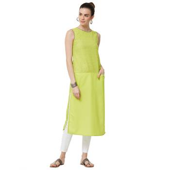 Green printed polyester kurti 4