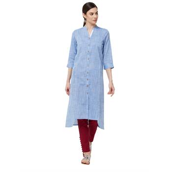 Blue plain denim kurti 1