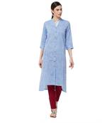 Blue plain denim kurti