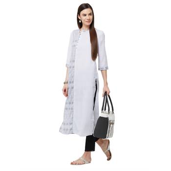 Grey printed polyester kurti 4