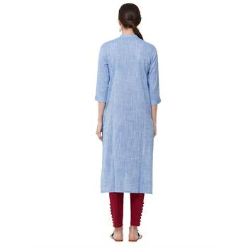Blue plain denim kurti 3