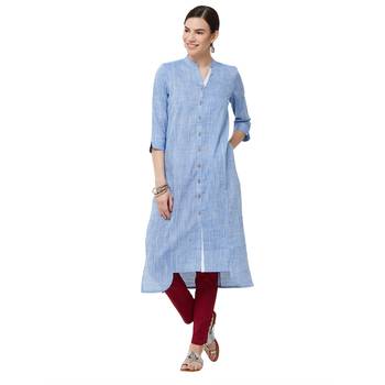 Blue plain denim kurti 4
