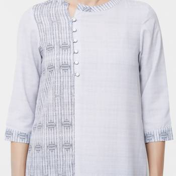 Grey printed polyester kurti 5