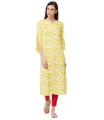 Yellow printed rayon kurti