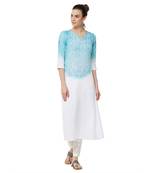 Blue printed polyester kurti