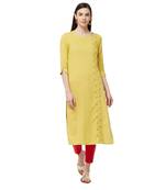 Yellow plain viscose kurti