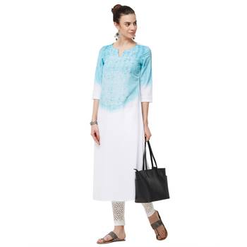 Blue printed polyester kurti 4