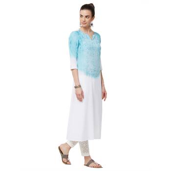 Blue printed polyester kurti 5