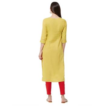 Yellow plain viscose kurti 3