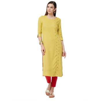 Yellow plain viscose kurti 4