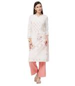 White embroidered cotton kurti