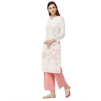 White embroidered cotton kurti 2