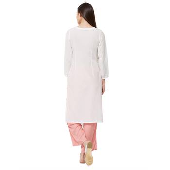 White embroidered cotton kurti 3