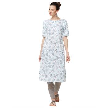 Blue printed polyester kurti 1